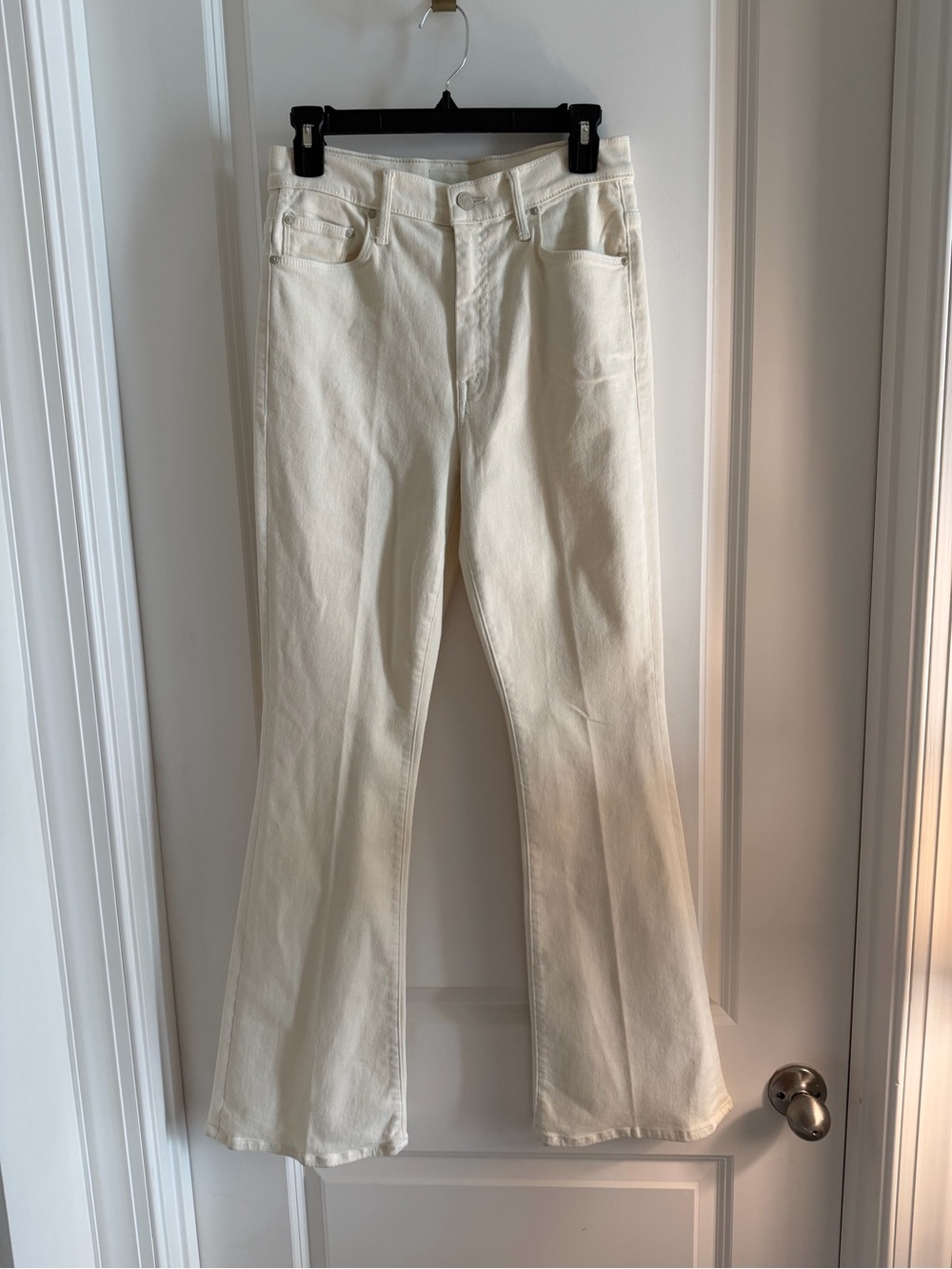 MOTHER Cream High-Rise Flare Jeans